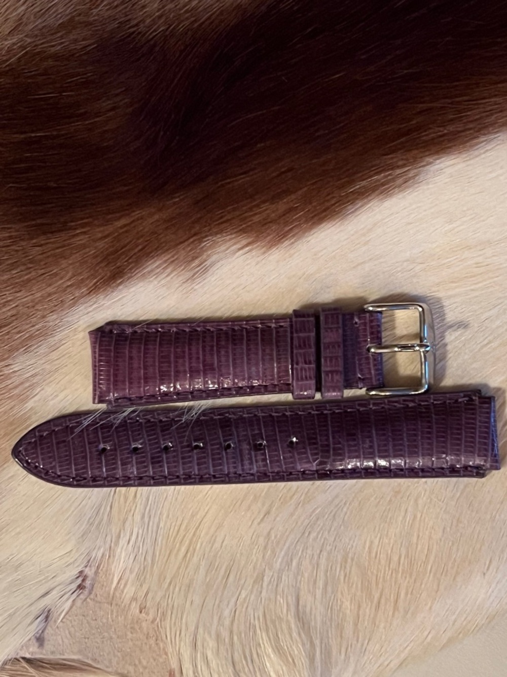 TechnoMarine Purple 17MM Lizard Watchband W/ Steel Buckle--17R
